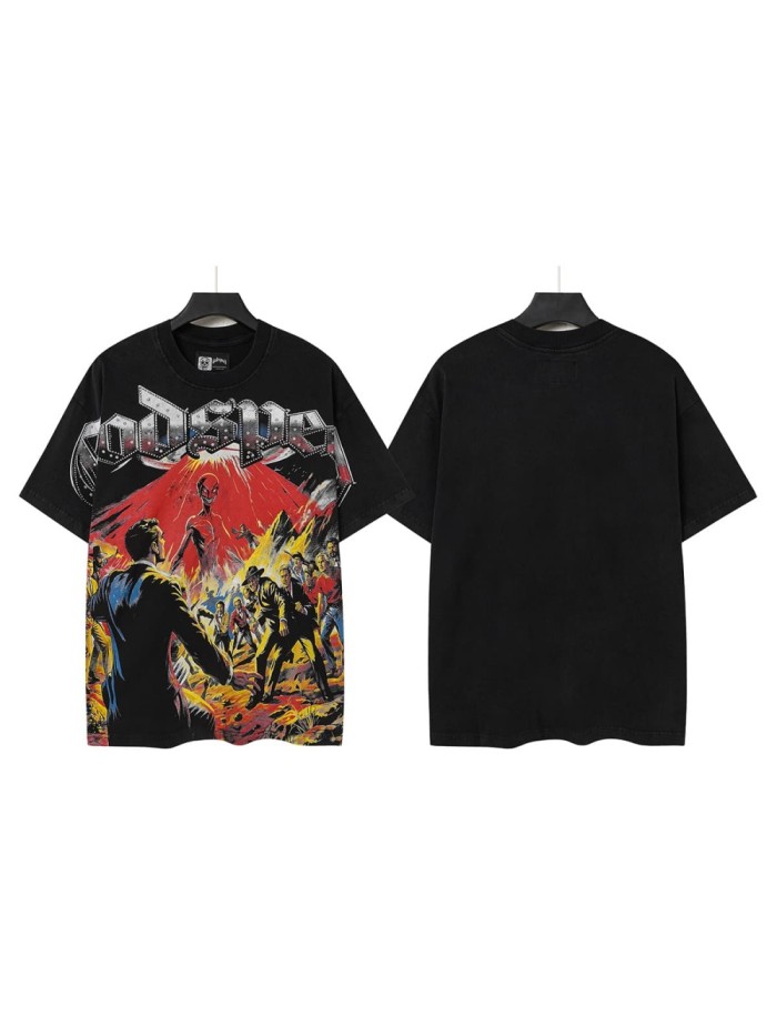 Vintage Alien Invasion Rhinestone Print Washed Tee 29106671