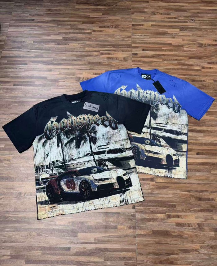 Miami Supercar Yacht Rhinestone Print Washed Tee 2 colors 29106670