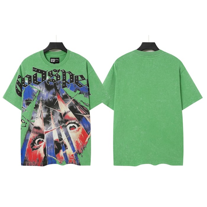 Broken Thorn Caged Eye Rhinestone Print Washed Tee 2 colors 29106668