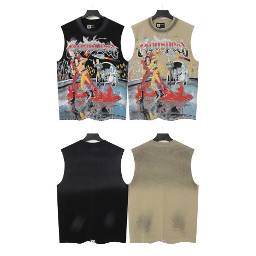 Sci Fi Magic Comic Rhinestone Print Washed Vest 2 colors 29106664