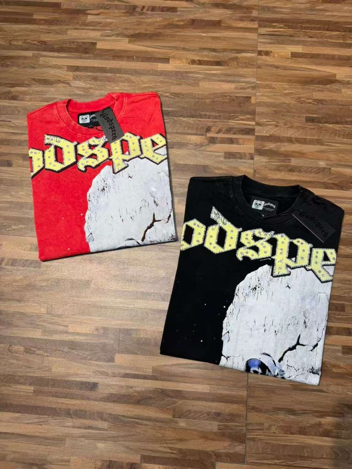 Fallen Skull Astronaut Rhinestone Print Washed Tee 2 colors 29106666
