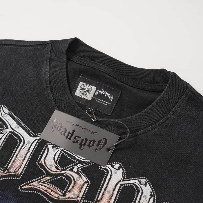Future Urban Police And Gangster Rhinestone Print Washed Tee 29106667
