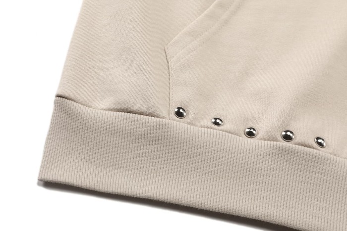 Gothic Letter Patch & Metal Rivets Full Zip Hoodie 2 colors 29107708