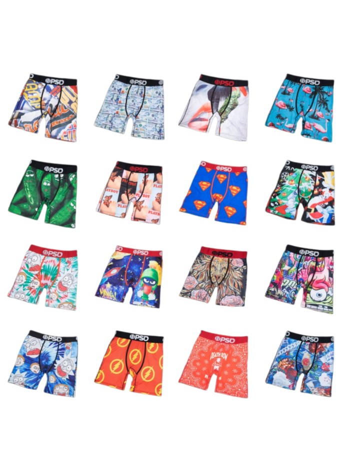 Men's Multi-Pattern Cartoon Graphic Long Boxer Shorts Underwear 16 colors 29108016