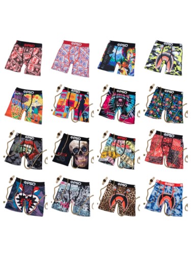 Men's Assorted Street Art & Horror Print Long Boxer Shorts Underwear 16 colors 29108040