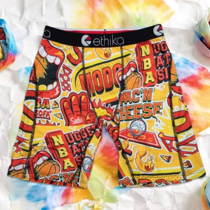 Shark Mouth & Letter Culture Print Stretch Underwear Men's Long Boxer Briefs 16 colors 29111060