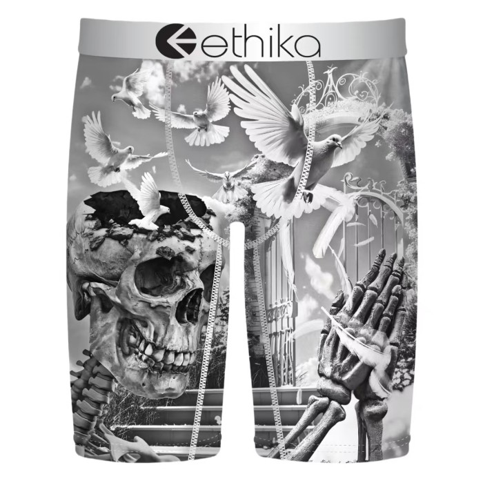 Smoky Skull & Orange Tiger Stripe Print Print Men's Quick Dry Extended Length Athletic Boxer Briefs 16 colors 29111970