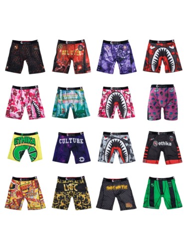 Shark Mouth & Letter Culture Print Stretch Underwear Men's Long Boxer Briefs 16 colors 29111060