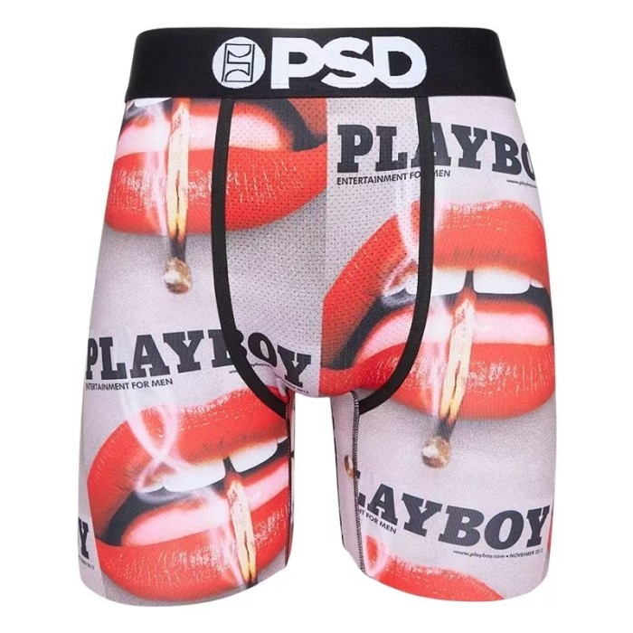 Playboy Bunny Logo & Red Lip Novelty Print Men's Athletic Boxer Shorts Underwear 16 colors 29111277