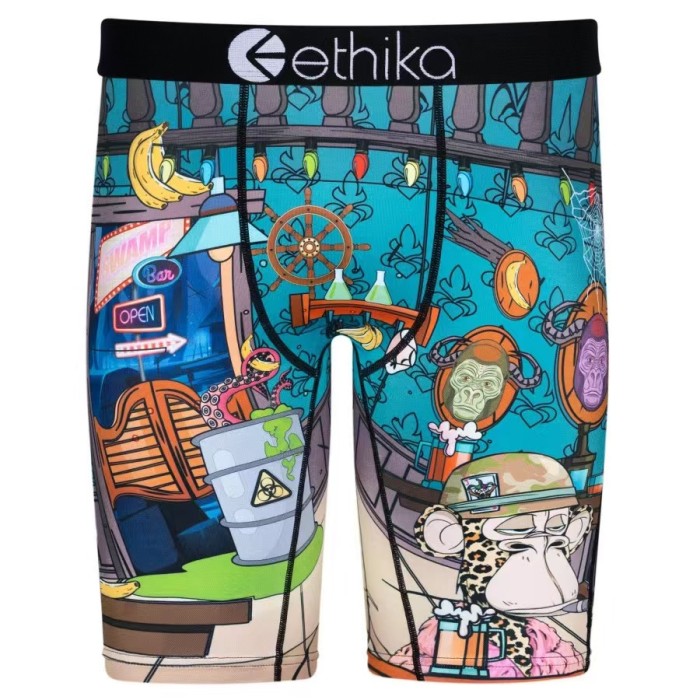 Multi Color Printed Men's Ice Silk Quick Dry Extended Length Athletic Boxer Briefs 16 colors 29111060