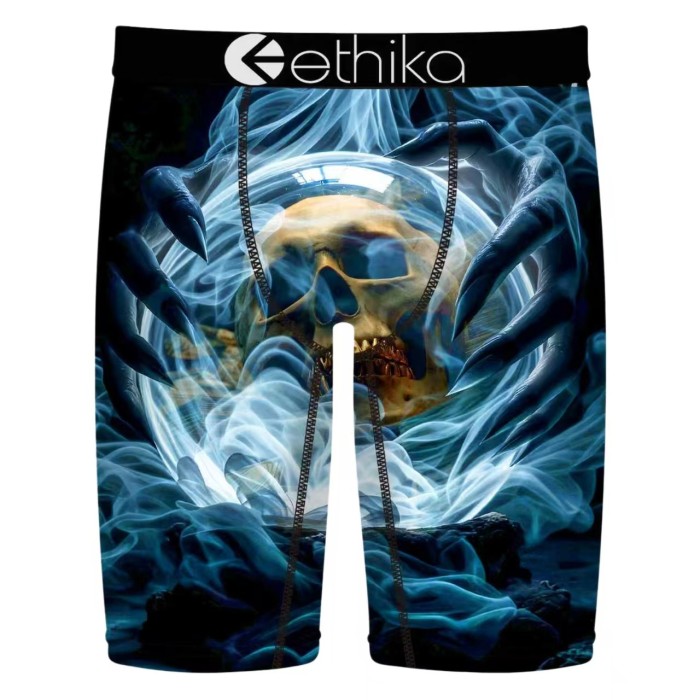 Smoky Skull & Orange Tiger Stripe Print Print Men's Quick Dry Extended Length Athletic Boxer Briefs 16 colors 29111970