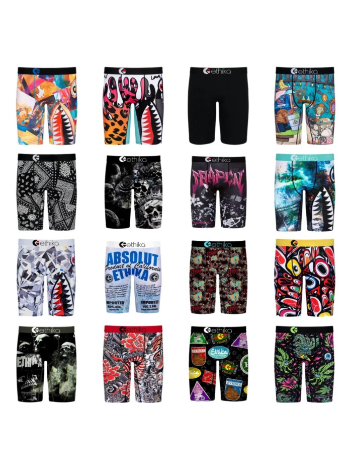 Multi Color Printed Men's Ice Silk Quick Dry Extended Length Athletic Boxer Briefs 16 colors 29111060