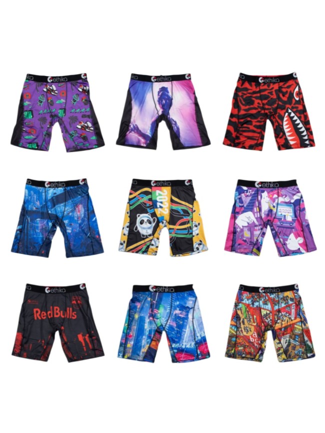 Cute Panda & Graffiti Cartoon Full Print Stretch Underwear Men's Long Boxer Briefs 10 colors 29111162