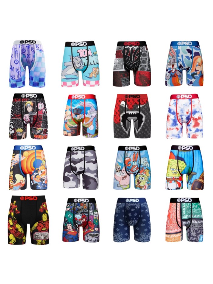 Men's Cartoon Print Quick Dry Athletic Boxer Briefs For Running Workout Fitness 17 colors 29111339