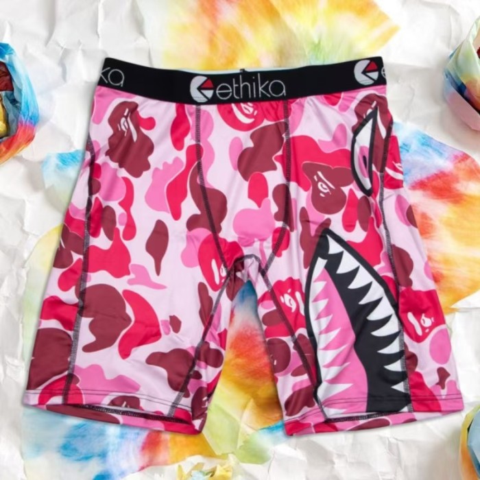 Shark Mouth & Letter Culture Print Stretch Underwear Men's Long Boxer Briefs 16 colors 29111060