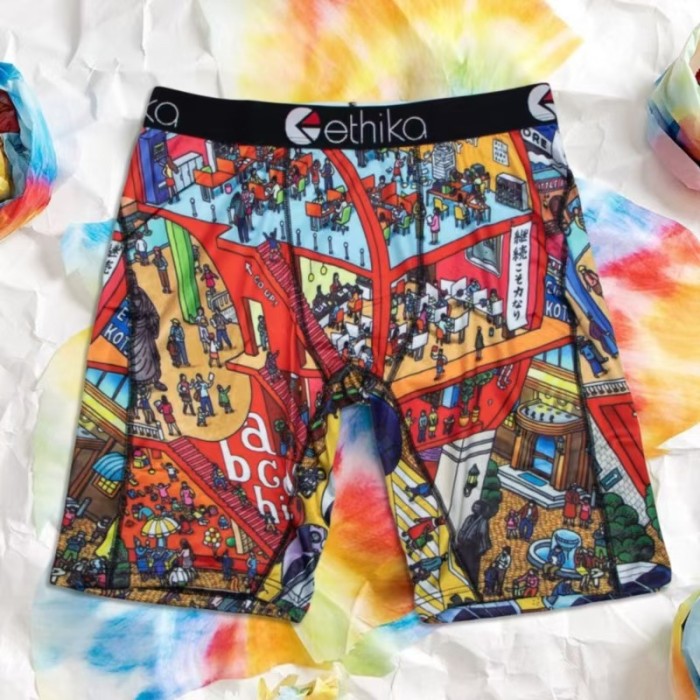 Cute Panda & Graffiti Cartoon Full Print Stretch Underwear Men's Long Boxer Briefs 10 colors 29111162