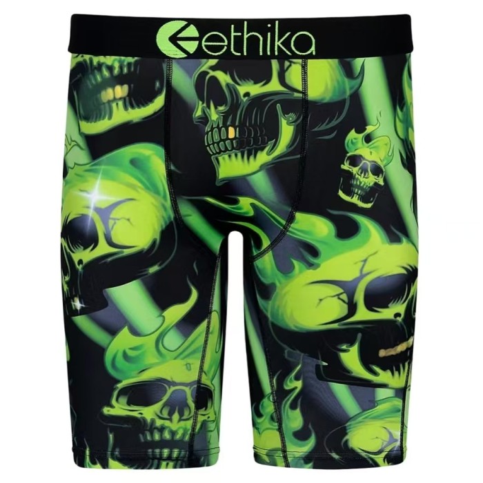 Skull Skeleton Green Toxic Print Men's Quick Dry Extended Length Athletic Boxer Briefs 16 colors 29111939