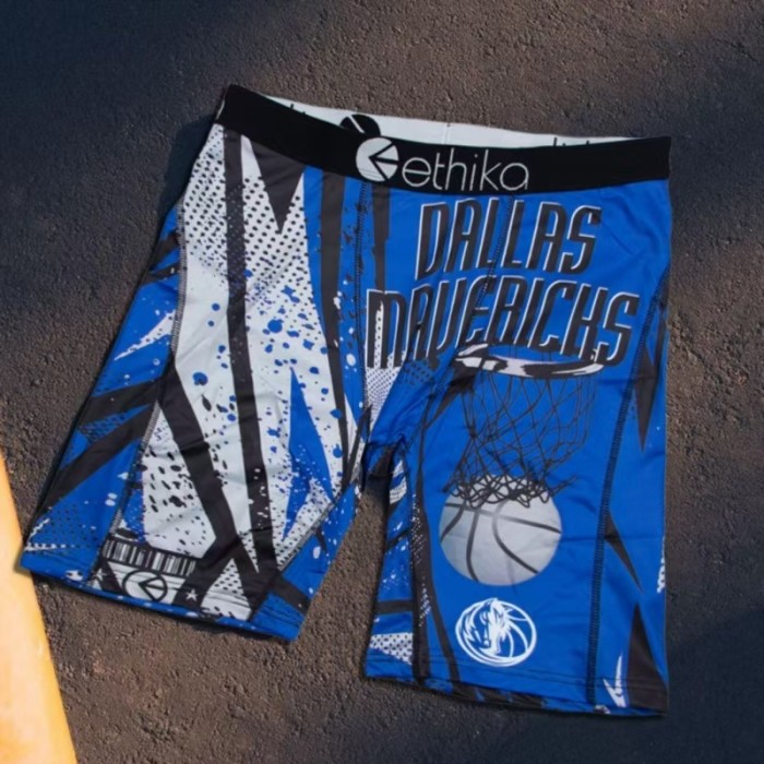 NBA Team & Anime Shark Mouth Graphic Stretch Underwear Men's Long Boxer Briefs 16 colors 29110851