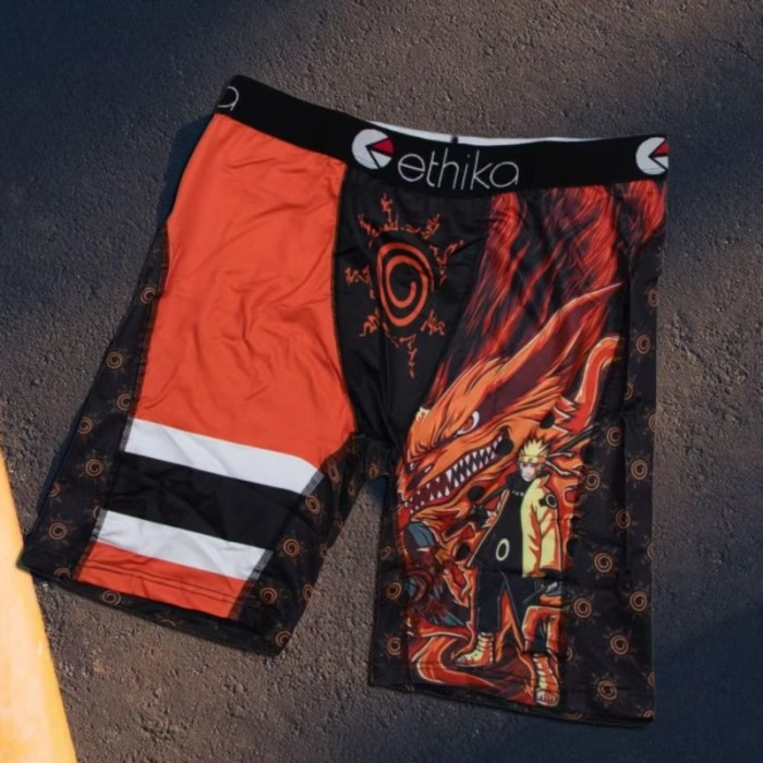 NBA Team & Anime Shark Mouth Graphic Stretch Underwear Men's Long Boxer Briefs 16 colors 29110851