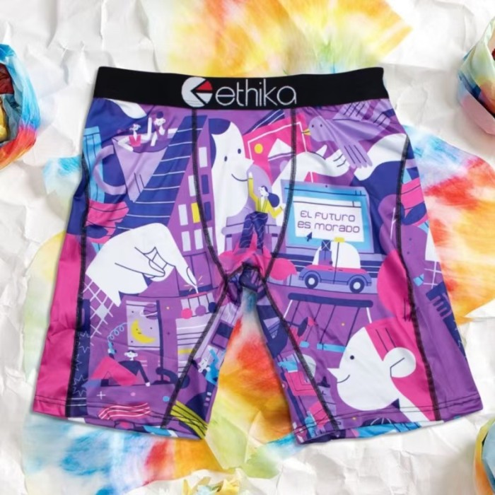 Cute Panda & Graffiti Cartoon Full Print Stretch Underwear Men's Long Boxer Briefs 10 colors 29111162