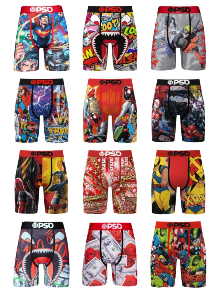 Marvel Avengers X-Men Deadpool DC Superman Print Quick Dry Athletic Boxer Briefs 12 colors 29111548