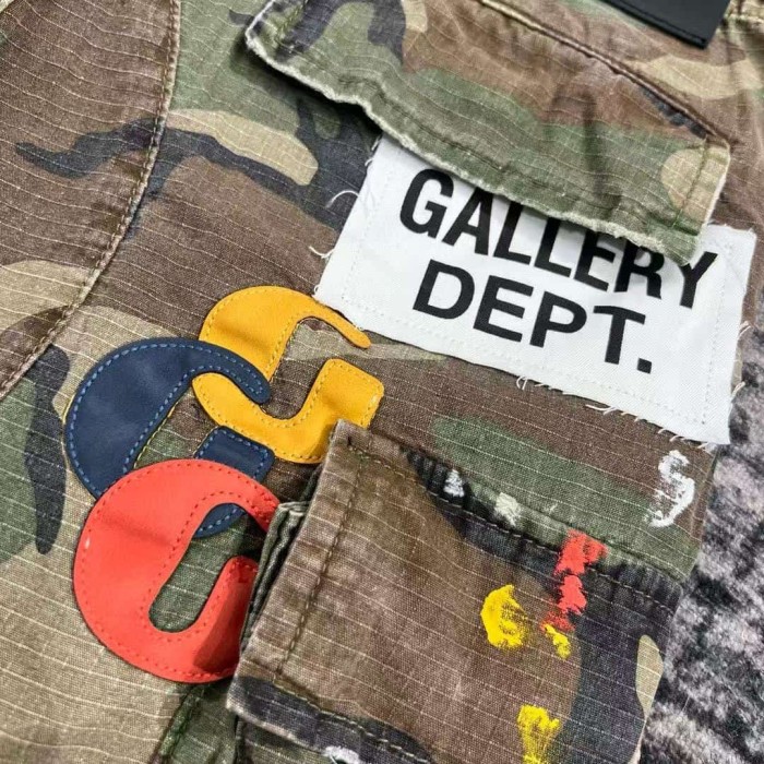 1:1 quality version Multi-Color Leather Patch Splatter Paint Camo Ripped Cargo Shorts 2 colors 29114935