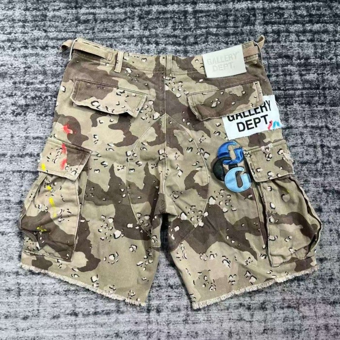 1:1 quality version Multi-Color Leather Patch Splatter Paint Camo Ripped Cargo Shorts 2 colors 29114935
