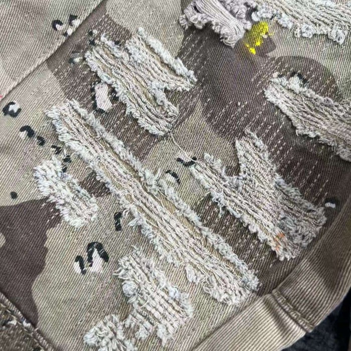 1:1 quality version Multi-Color Leather Patch Splatter Paint Camo Ripped Cargo Shorts 2 colors 29114935