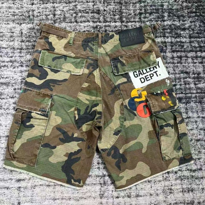 1:1 quality version Multi-Color Leather Patch Splatter Paint Camo Ripped Cargo Shorts 2 colors 29114935