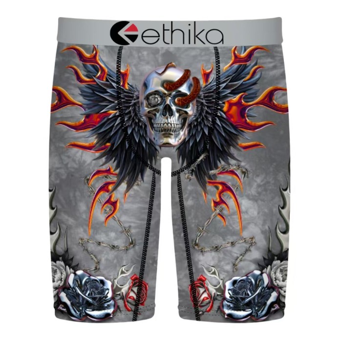 Shark Mouth Floral Skull Multi-Pattern Long Men's Quick Dry Extended Athletic Boxer Briefs 16 colors 29114318