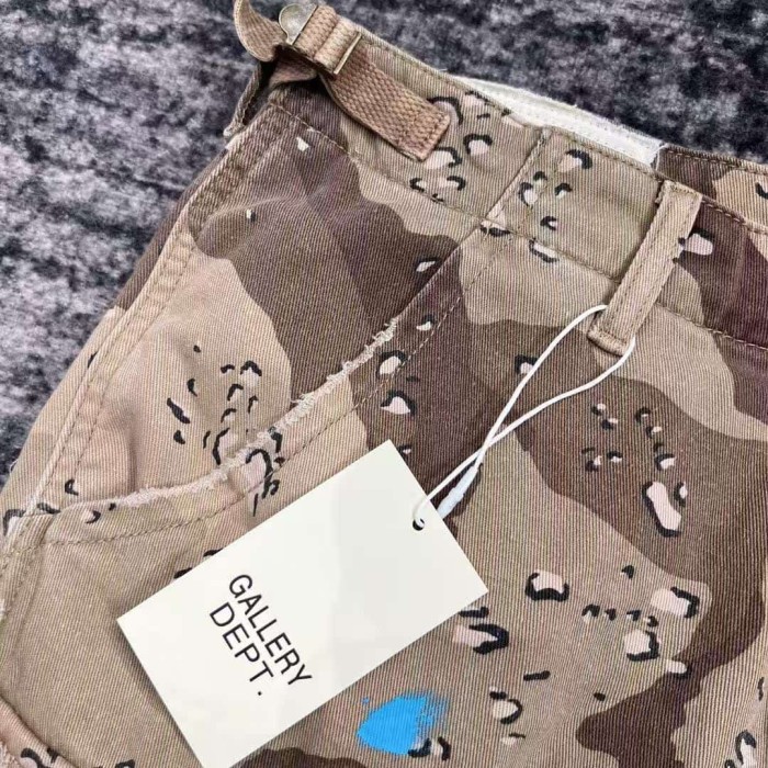 1:1 quality version Multi-Color Leather Patch Splatter Paint Camo Ripped Cargo Shorts 2 colors 29114935