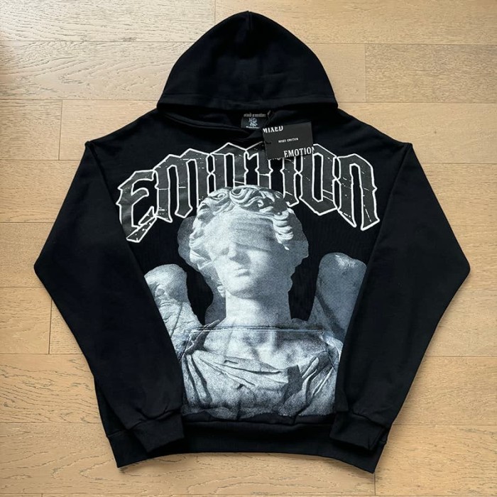 Broken Arm Plaster Angel Statue Print Washed Hoodie 29116522