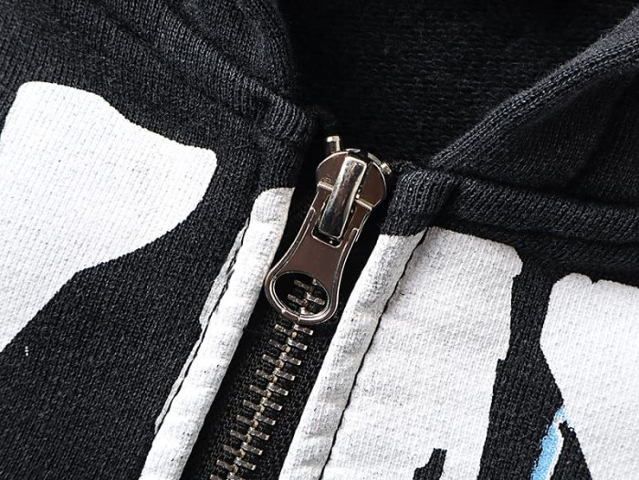 Gas Mask Wasteland Style Zipper Print Washed Hoodie 29116525