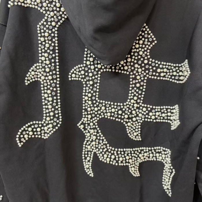 Dot Rhinestone Letter Sports Hoodie & Pants Set 29116537