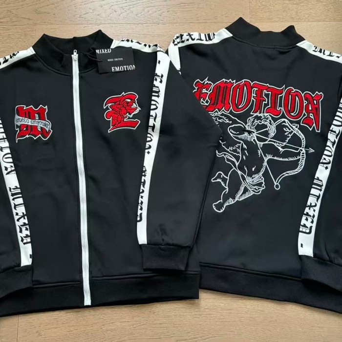Red Label Cupid Embroidery And Side Webbing Stand Collar Hoodie 29116521