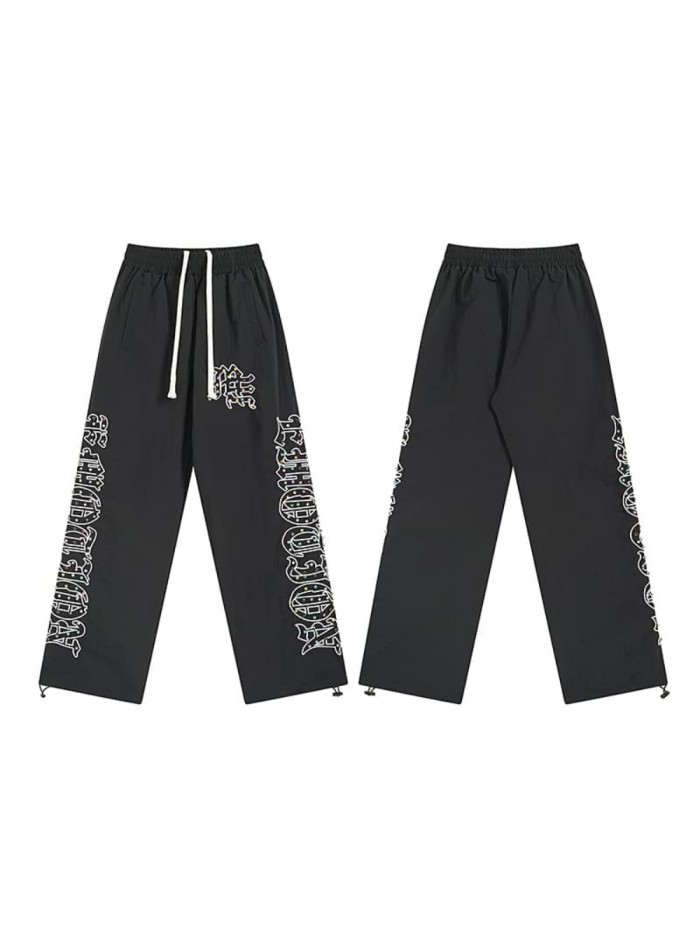 Side Gothic Letter Full Rhinestone Casual Pants 29116540