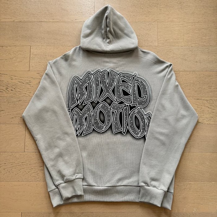 Vintage Skateboard Boy Rhinestone Zipper Print Washed Hoodie 29116527