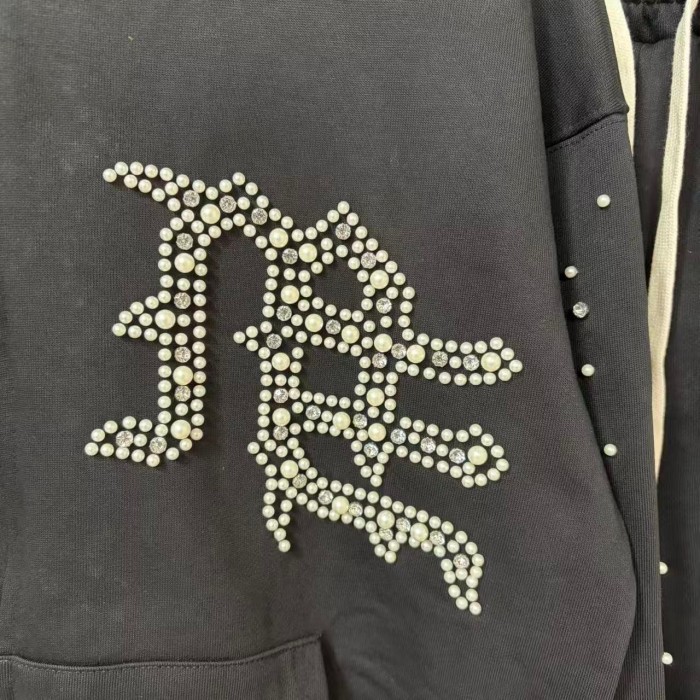 Dot Rhinestone Letter Sports Hoodie & Pants Set 29116537