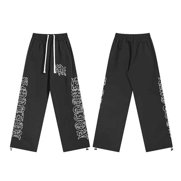 Side Gothic Letter Full Rhinestone Casual Pants 29116540