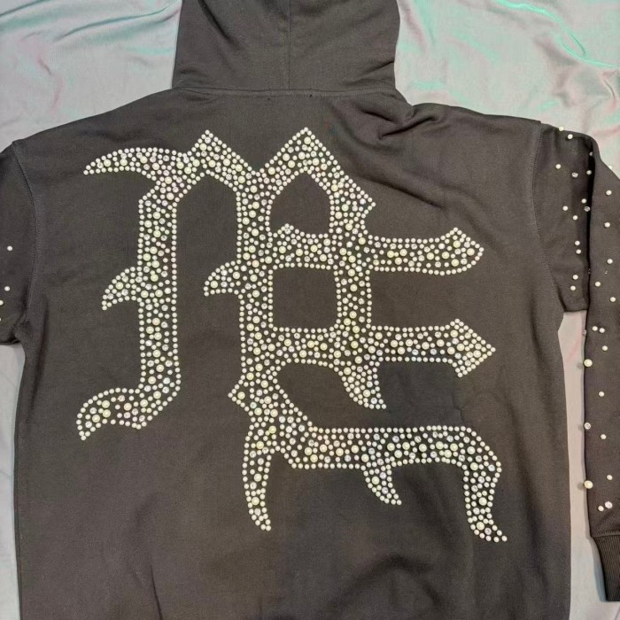 Dot Rhinestone Letter Sports Hoodie & Pants Set 29116537