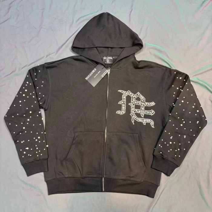 Dot Rhinestone Letter Sports Hoodie & Pants Set 29116537
