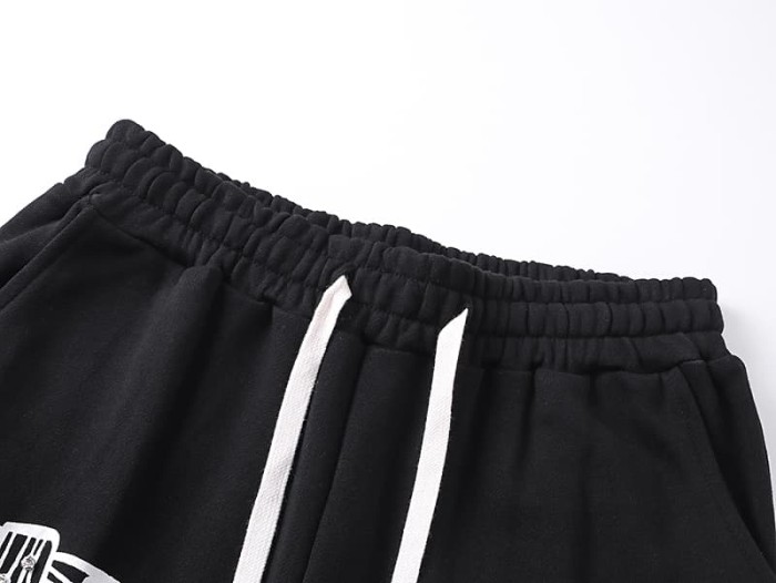 Wood Grain Stacked Letter Print Sweatpants 29116541