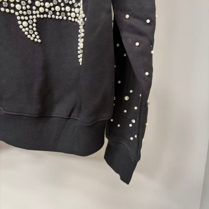Dot Rhinestone Letter Sports Hoodie & Pants Set 29116537