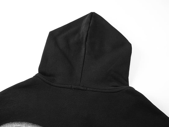 Angel Thorn Gothic Rhinestone Zipper Print Washed Hoodie 2 colors 29116530