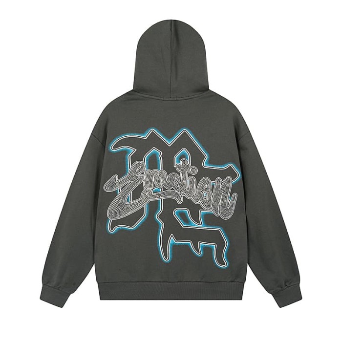 Wreath Blindfolded Cupid Rhinestone Zipper Print Washed Hoodie 29116528