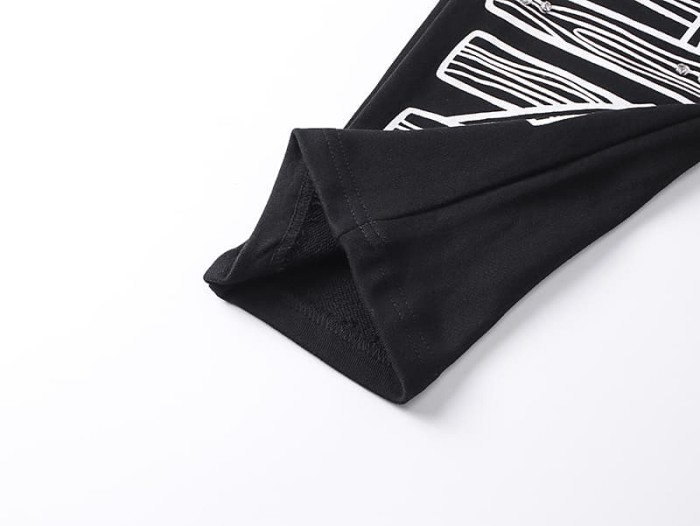 Wood Grain Stacked Letter Print Sweatpants 29116541