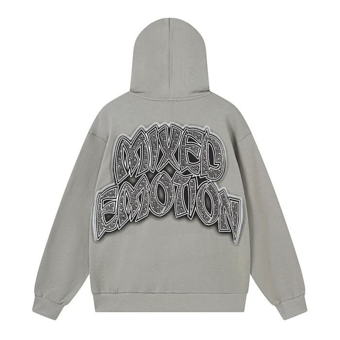 Vintage Skateboard Boy Rhinestone Zipper Print Washed Hoodie 29116527