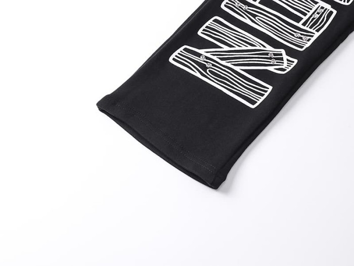 Wood Grain Stacked Letter Print Sweatpants 29116541