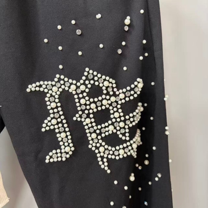 Dot Rhinestone Letter Sports Hoodie & Pants Set 29116537