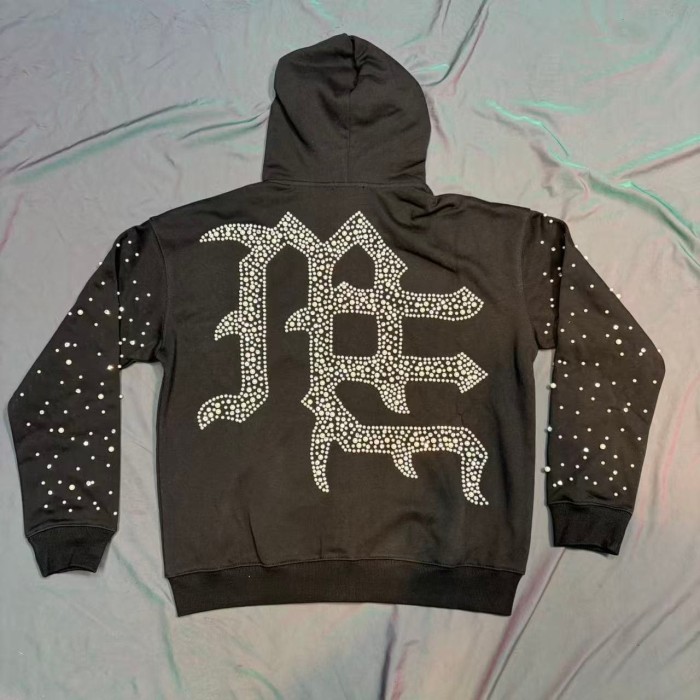 Dot Rhinestone Letter Sports Hoodie & Pants Set 29116537